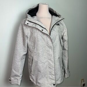 The North Face Women’s Hooded Rain Jacket Light Gray Heather Waterproof Shell L